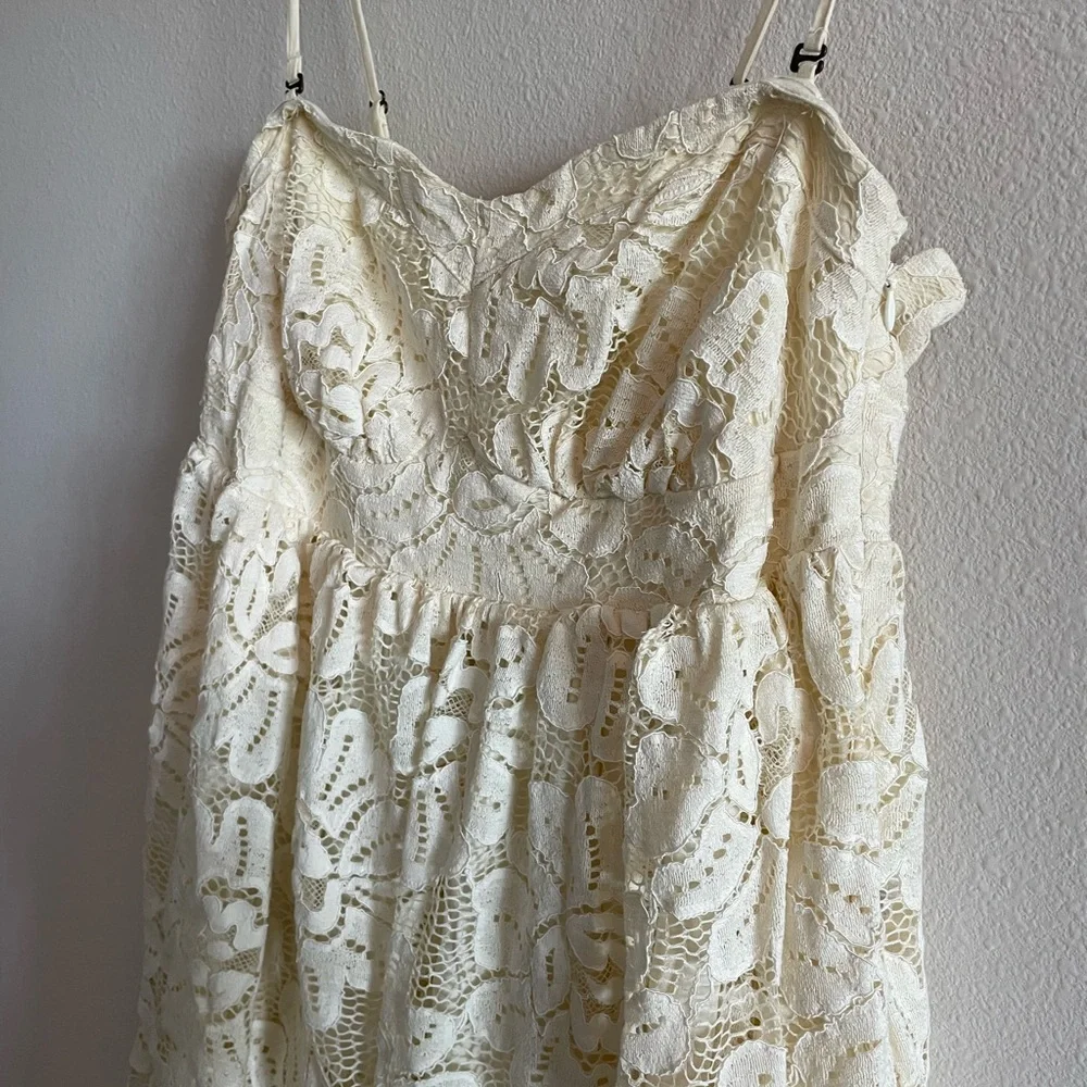 NWT Maeve Anthropologie Strapless Lace Mini Dress Women’s 1X Plus White Bridal - Picture 9 of 16